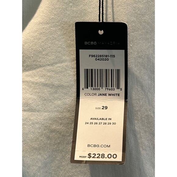 BCBGMAXAZRIA Women's size 29 NWT Jane White Cropped Pants - Picture 5 of 5